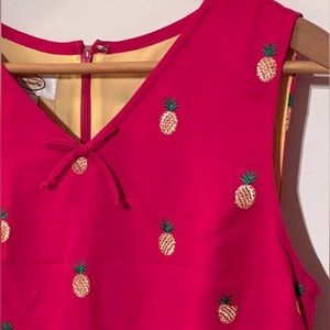 Talbots Fuchsia Pink with Pineapples Shift Dress